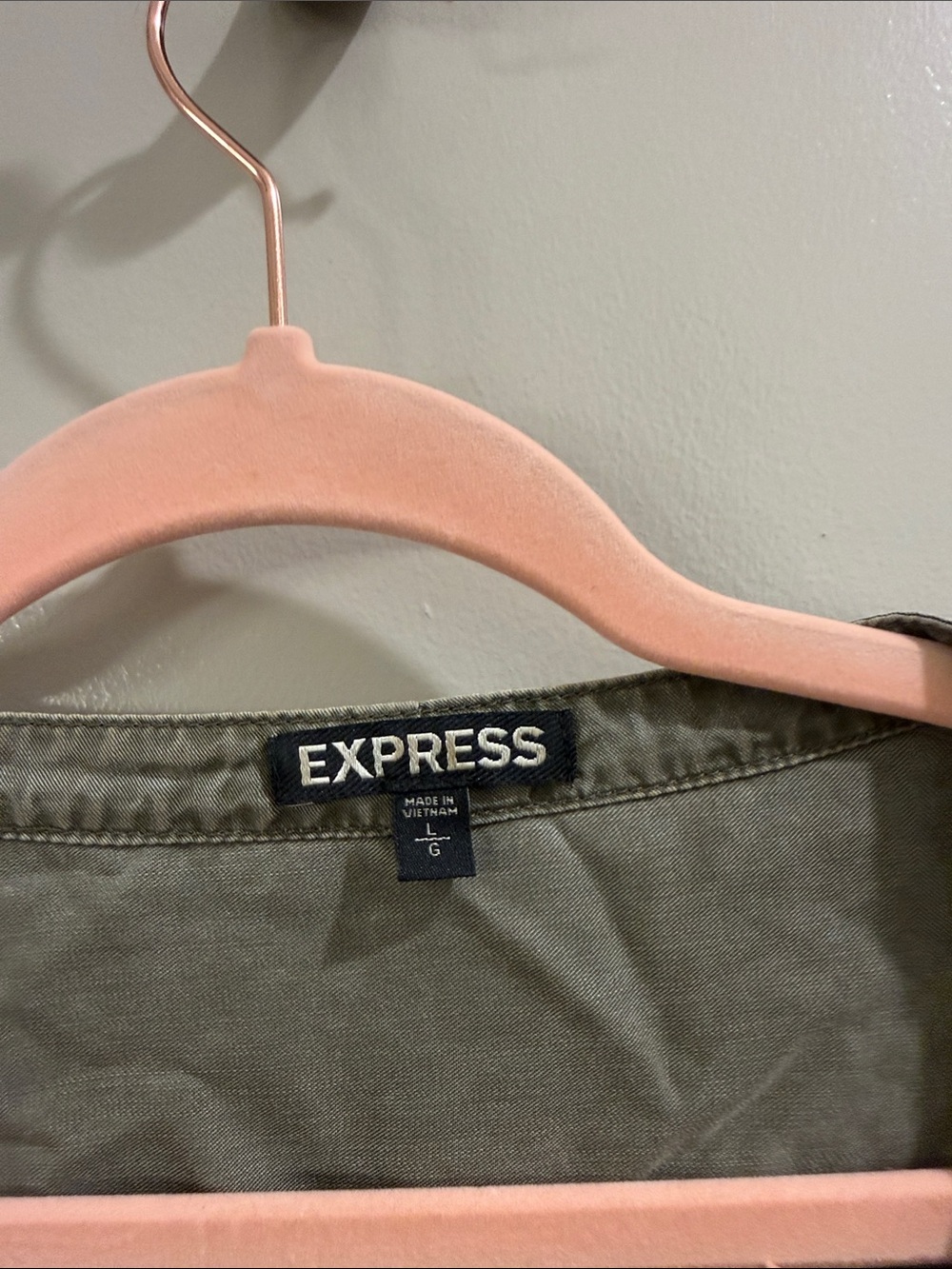 Express Washed Sage Button-Front Tunic - Picture 2 of 3